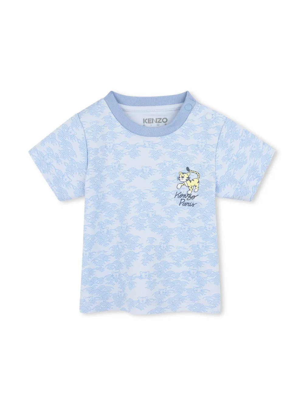 Комплект из футболки и шортов из органического хлопка Kenzo Kids, синий — фото 3