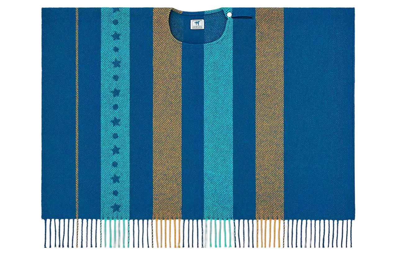 

HERMES Детский шерстяной кашемировый платок синий, Blue