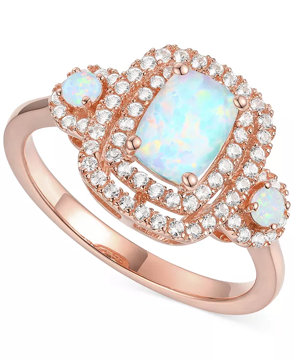 

Кольцо с тремя камнями (в том числе с дополнительными драгоценными камнями) и двойным ореолом из выращенного в лаборатории изумруда (7/8 карата tw) и выращенного в лаборатории белого сапфира (1/3 карата tw) Macy'S, opal