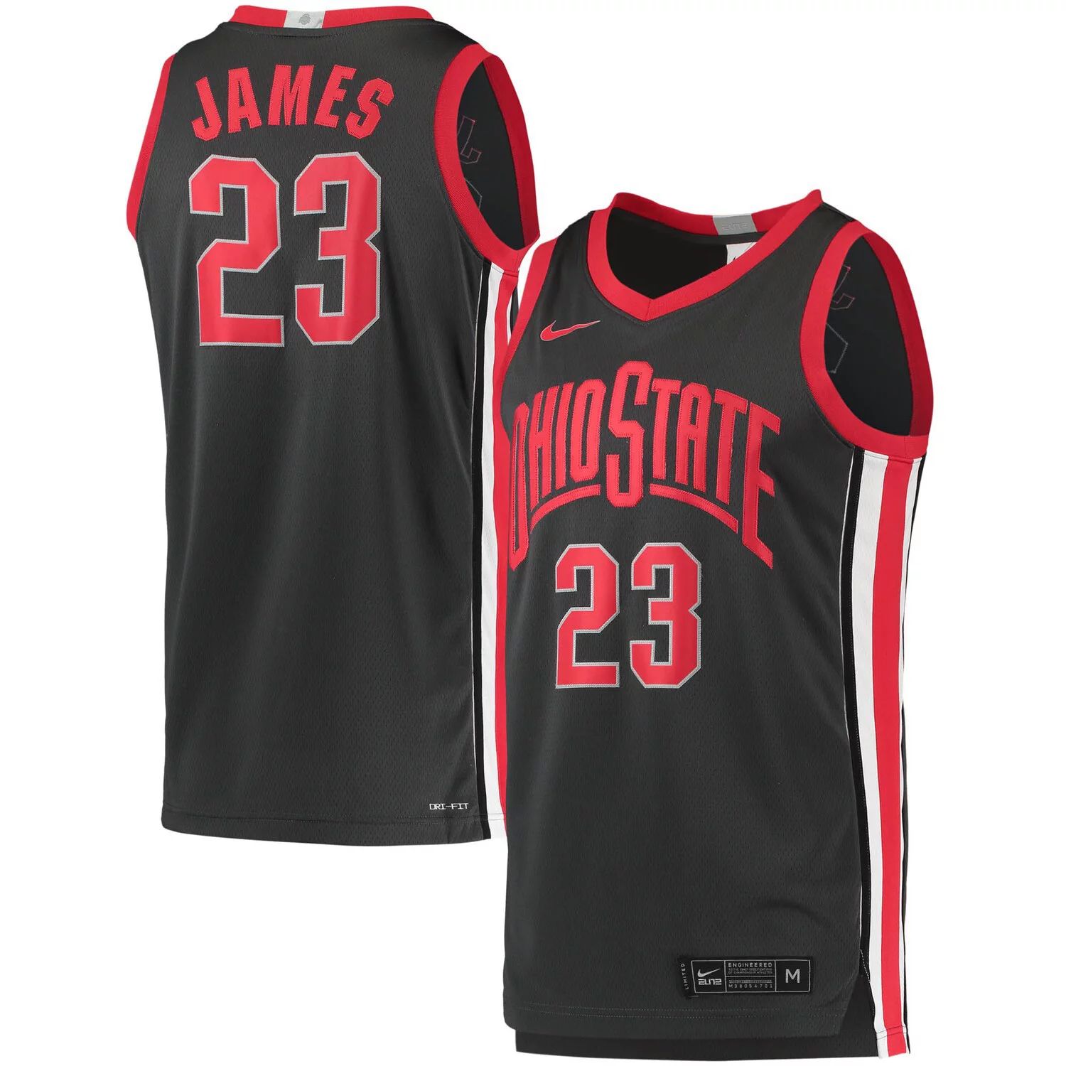 

Мужская баскетбольная майка Nike LeBron James Charcoal Ohio State Buckeyes Limited