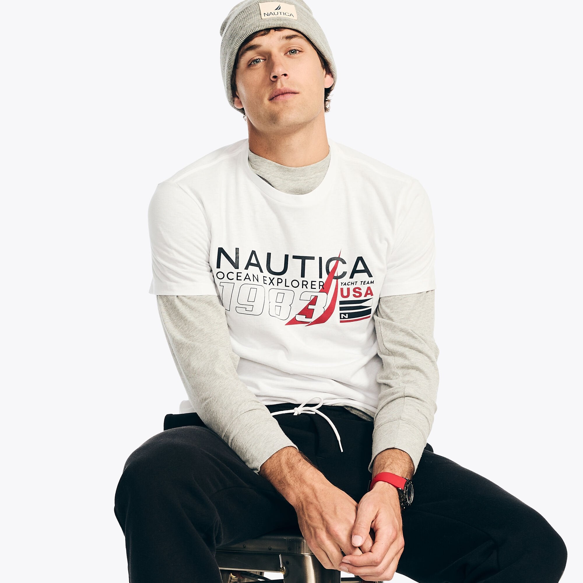 

Футболка Nautica Mens Ocean Explorer с графическим принтом, цвет bright white