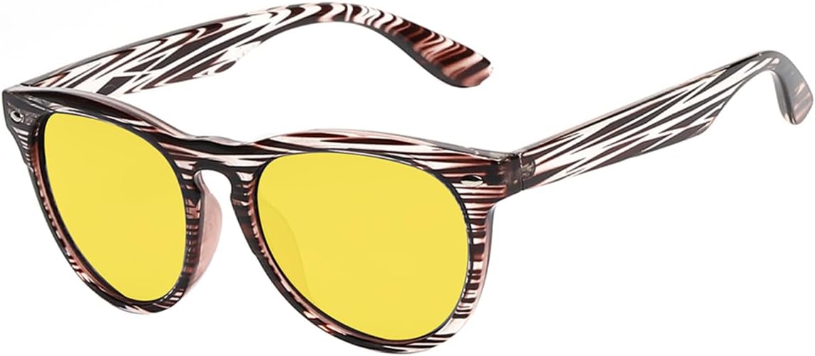 

Очки ночного видения для вождения, поляризованные, с антибликовым покрытием, желтого цвета, солнцезащитные очки для вождения в ночное время, для мужчин и женщин Yogo Vision, Transparent Brown Stripes