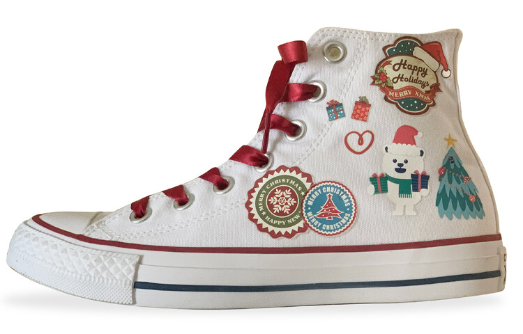 

Кеды унисекс высокие красные и белые Converse