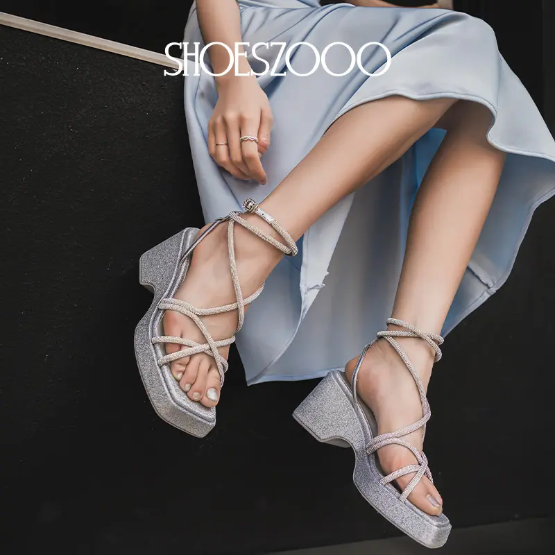 Римские сандалии женские Shoeszooo, серебряный — фото 2
