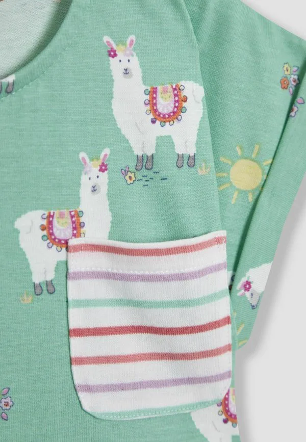 Платье-Джерси прямого кроя со спущенными плечами Jojo Maman Bébé, Mint Green Llama — фото 3