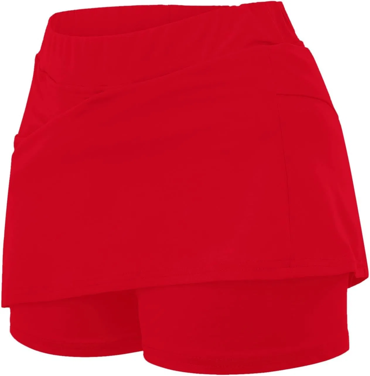Спортивная юбка-шорты с карманами, высокая талия, Cotton и Spandex, A012red — фото 3