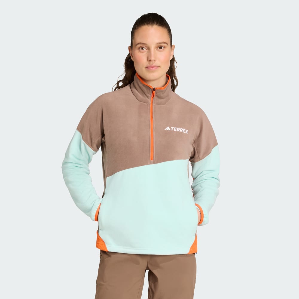 

Толстовка Adidas Terrex Multi Climawarm Fleece Anorak, цвет Trace Brown/Semi Flash Aqua/Semi Impact Orange