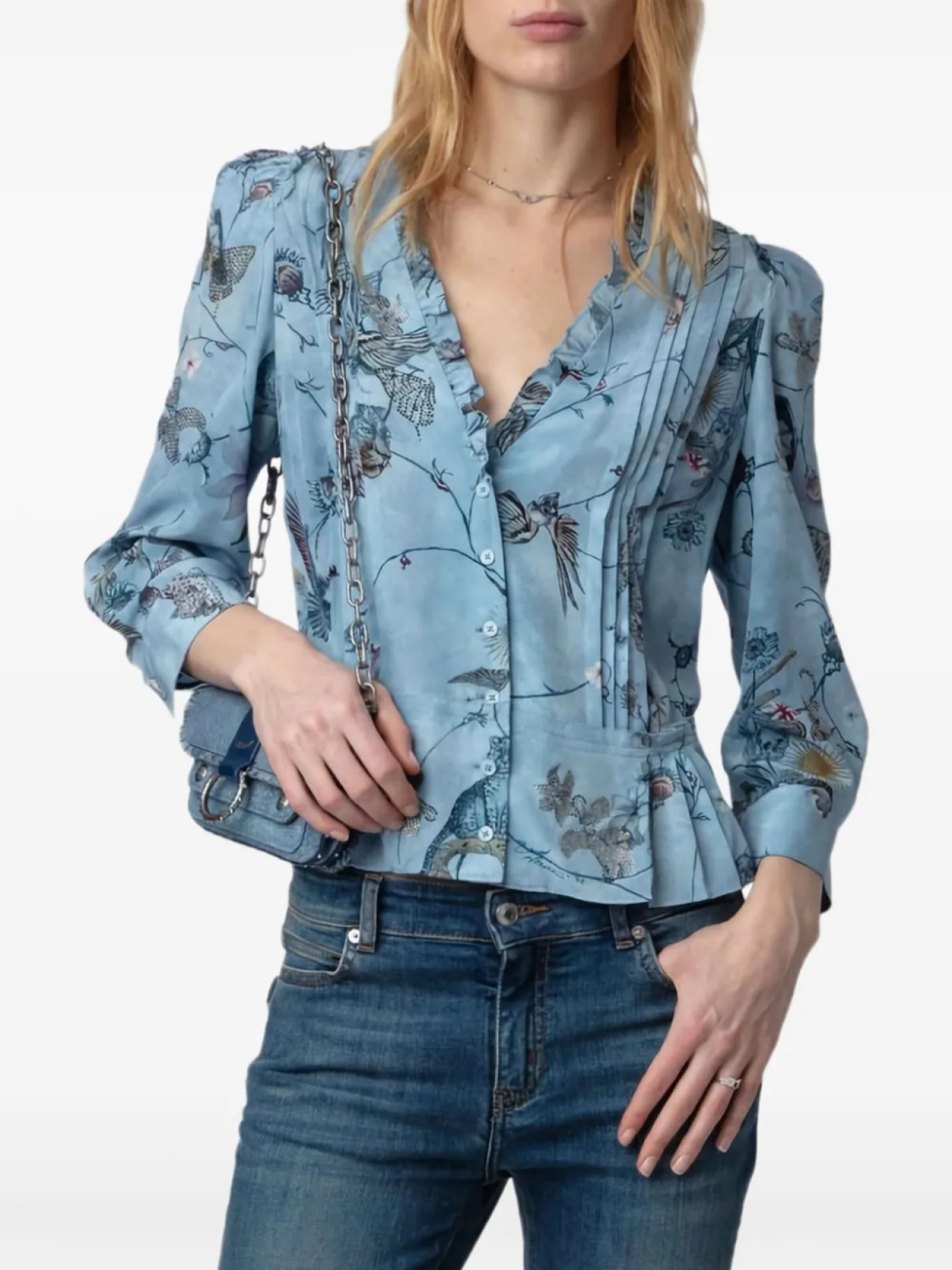 

Блузка с цветочным принтом в складку Zadig&Voltaire, синий