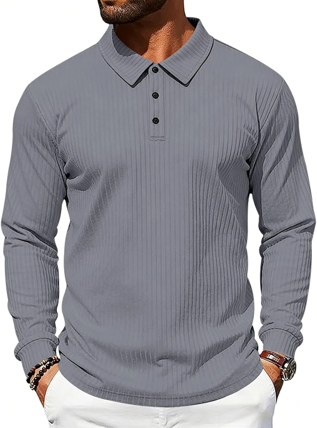 

Мужская поло с коротким рукавом, текстурированная, slim fit RODYETQQ