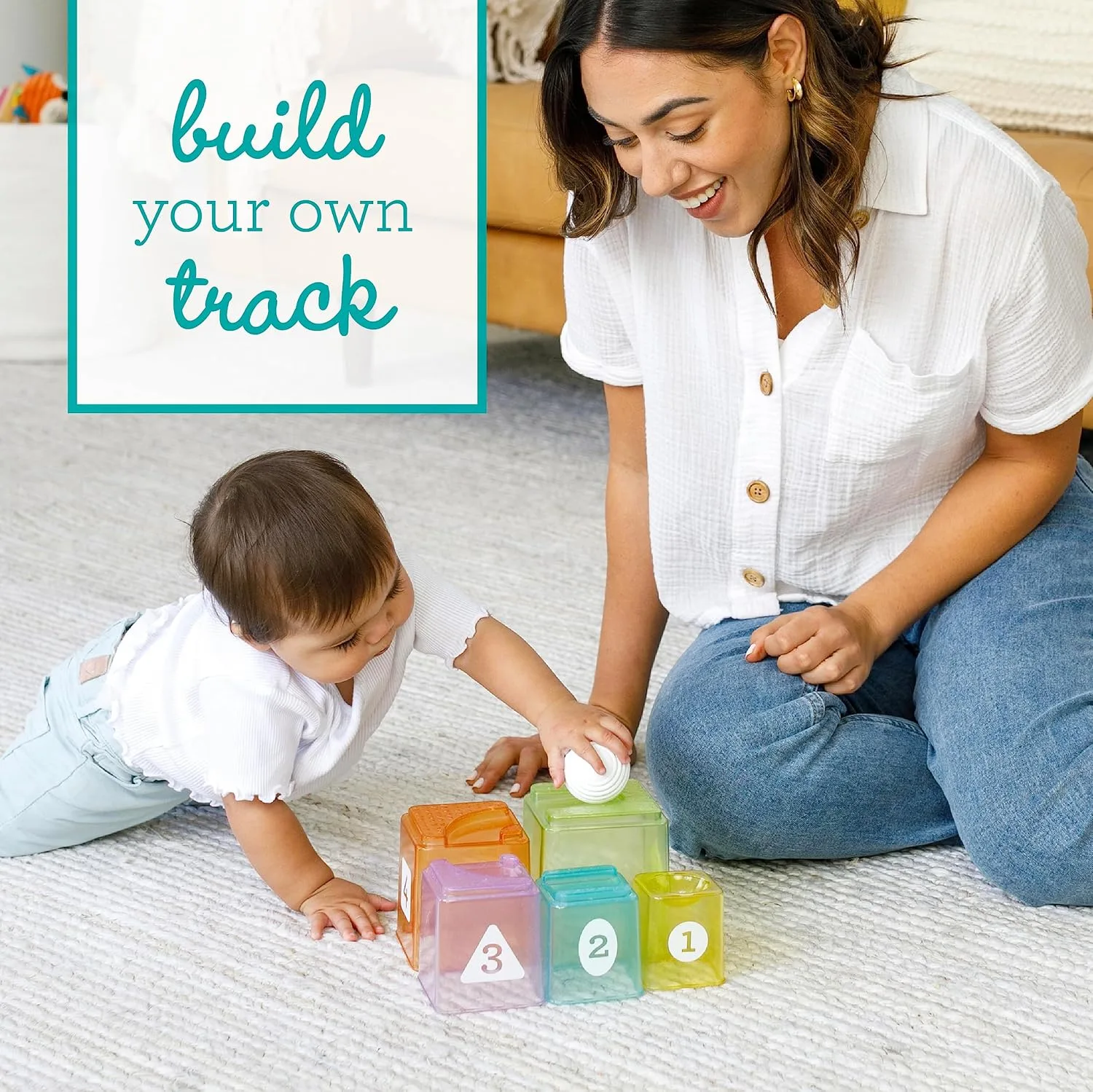 Набор Infantino Learning Set Cups and Balls, разноцветный, 6 предметов, включает 1 мяч, 5 стаканчиков для строительства — фото 2