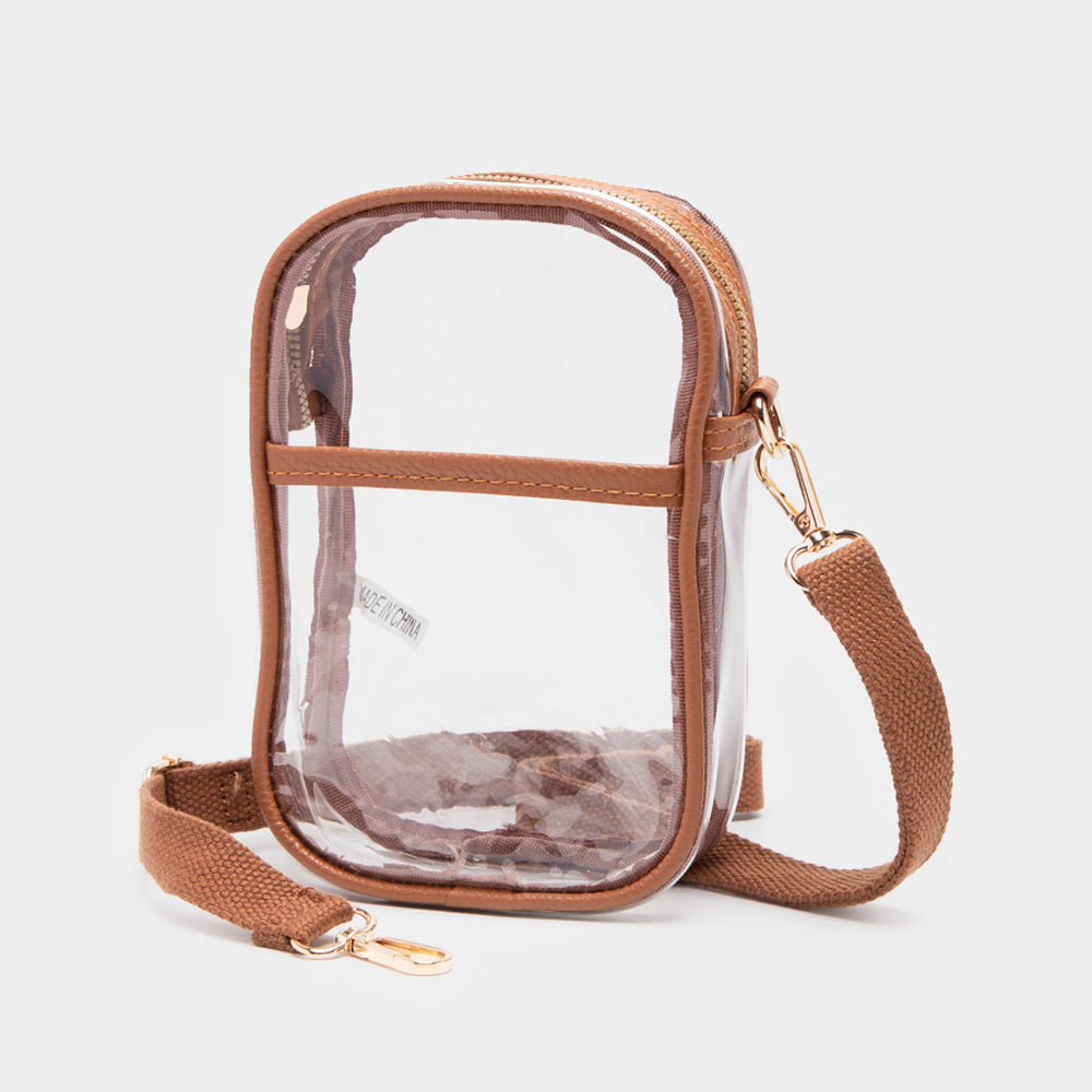 

Прозрачная прямоугольная сумка через плечо из искусственной кожи FASHNZFAB, Tan