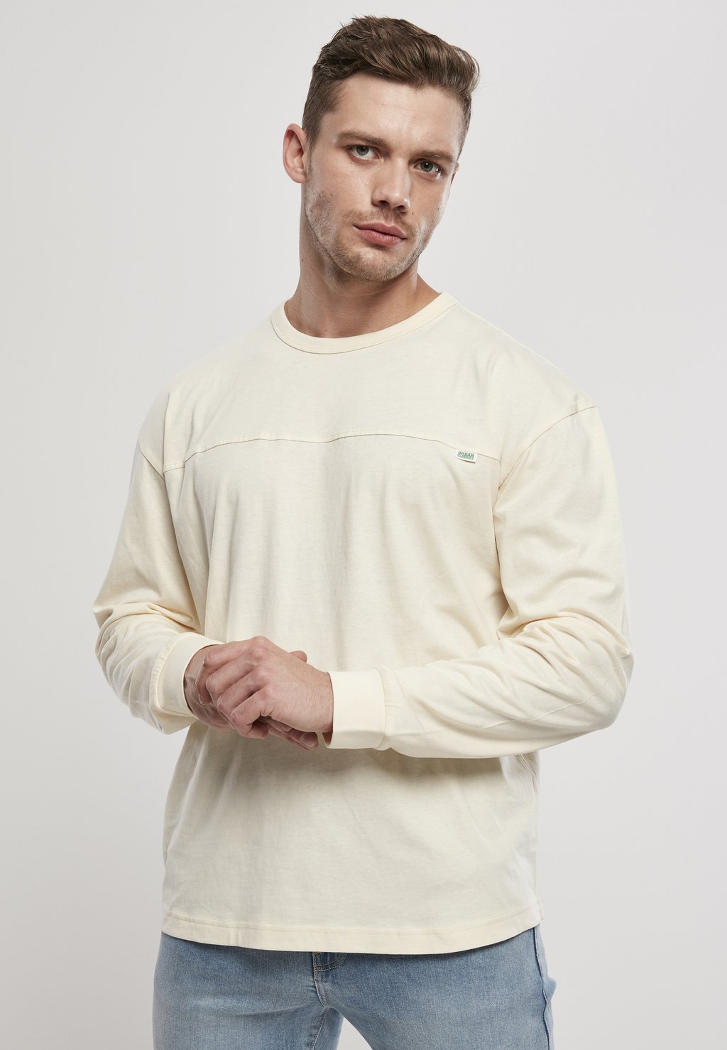 

Футболка с длинными рукавами ORGANIC COTTON SHORT CURVED OVERSIZED LS Urban Classics, белый песочный