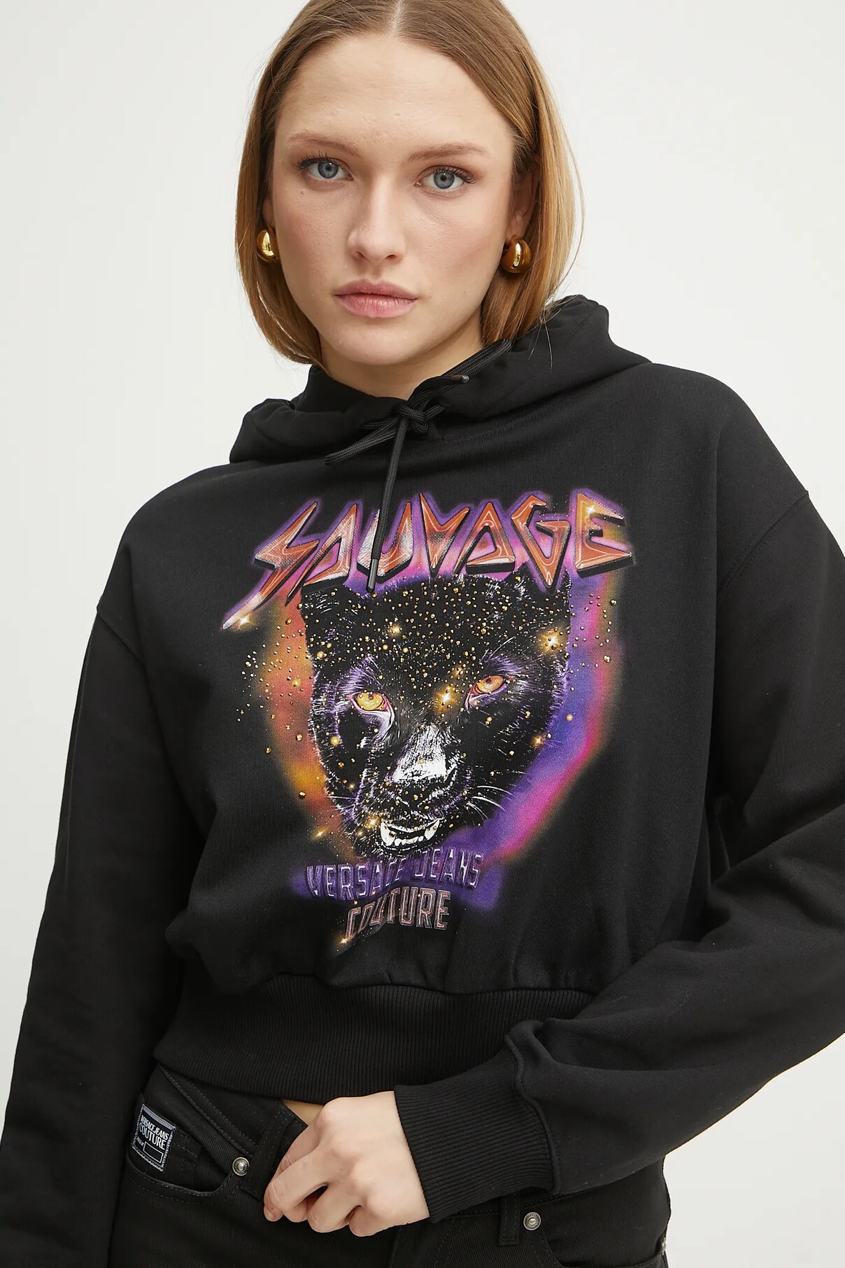 

Хлопковая толстовка Versace Jeans Couture, черный