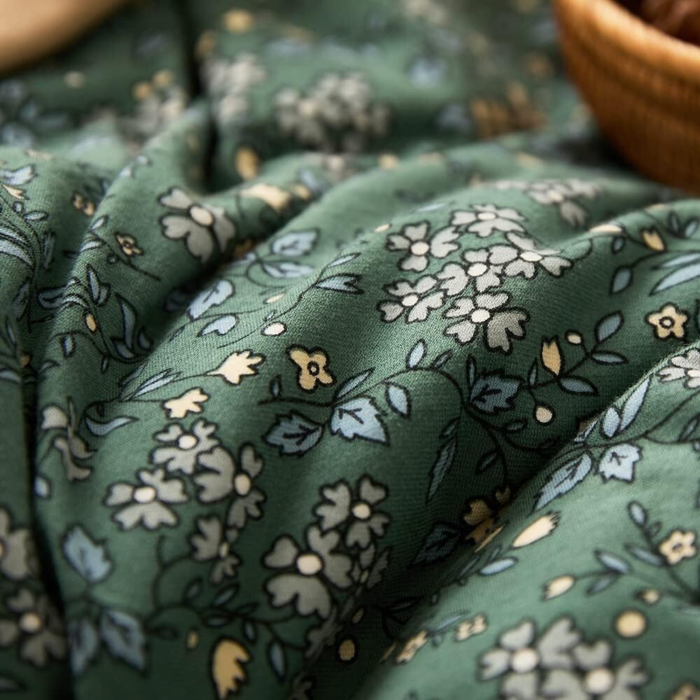 

Винтажный зеленый пододеяльник с цветочным принтом Twin XL LifeTB, Jersey Green Floral