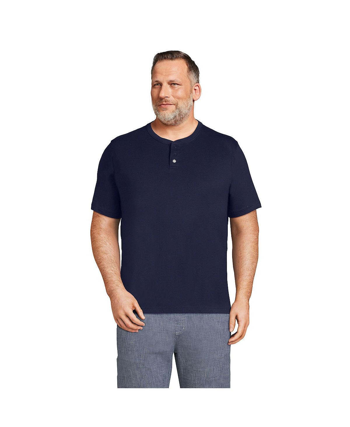 

Мужская футболка Big & Tall с короткими рукавами Super-T Henley Lands' End