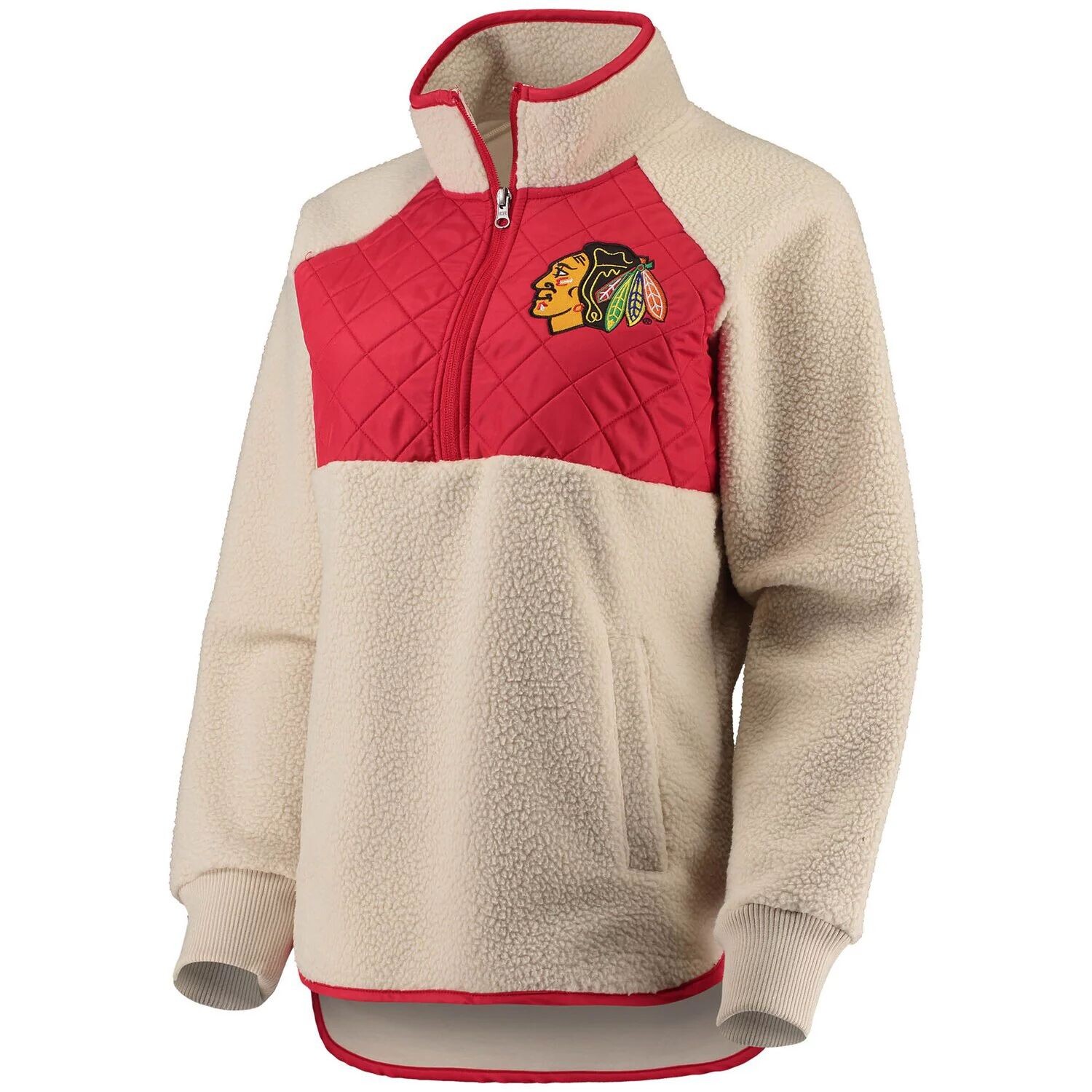 

Женская куртка G-III 4Her by Carl Banks Oatmeal/Red Chicago Blackhawks с поясом на молнии до половины G-III
