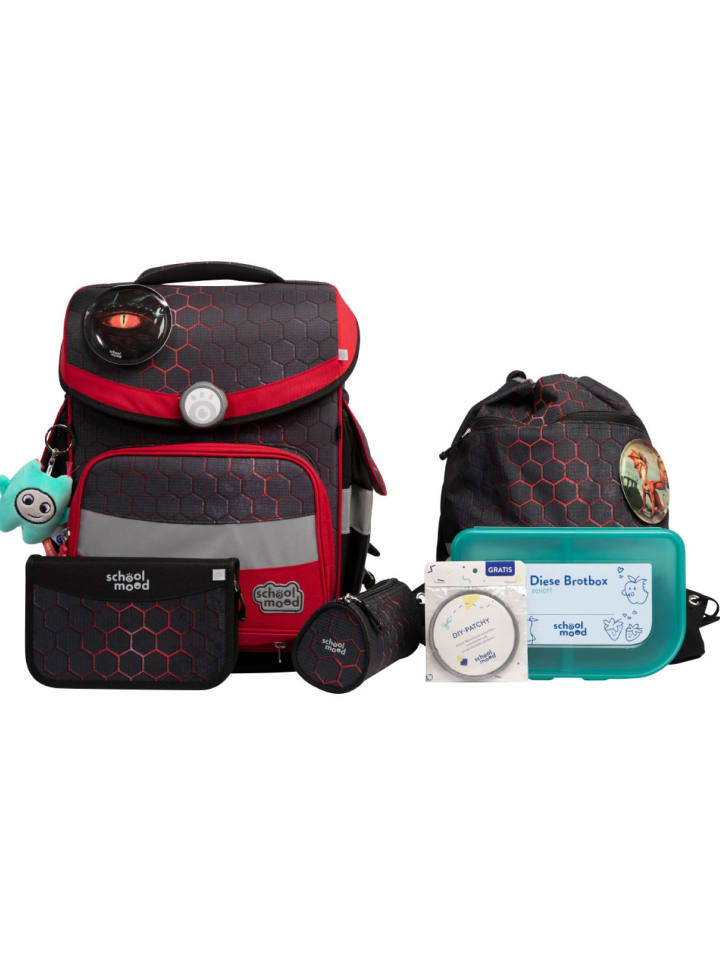 

SCHOOL-MOOD Набор из 7 школьных сумок Timeless Pro Mika Dragon в черно-красном цвете