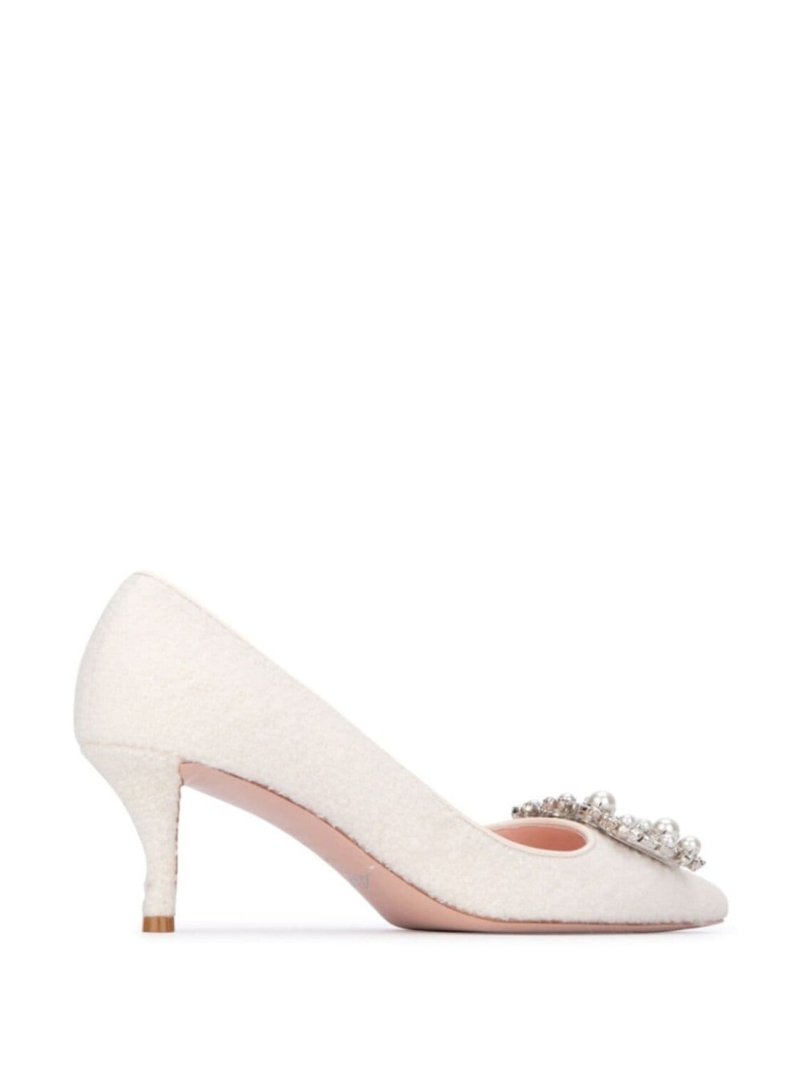 Roger Vivier туфли-лодочки с пряжкой из кристаллов 65 мм, нейтральный цвет — фото 3