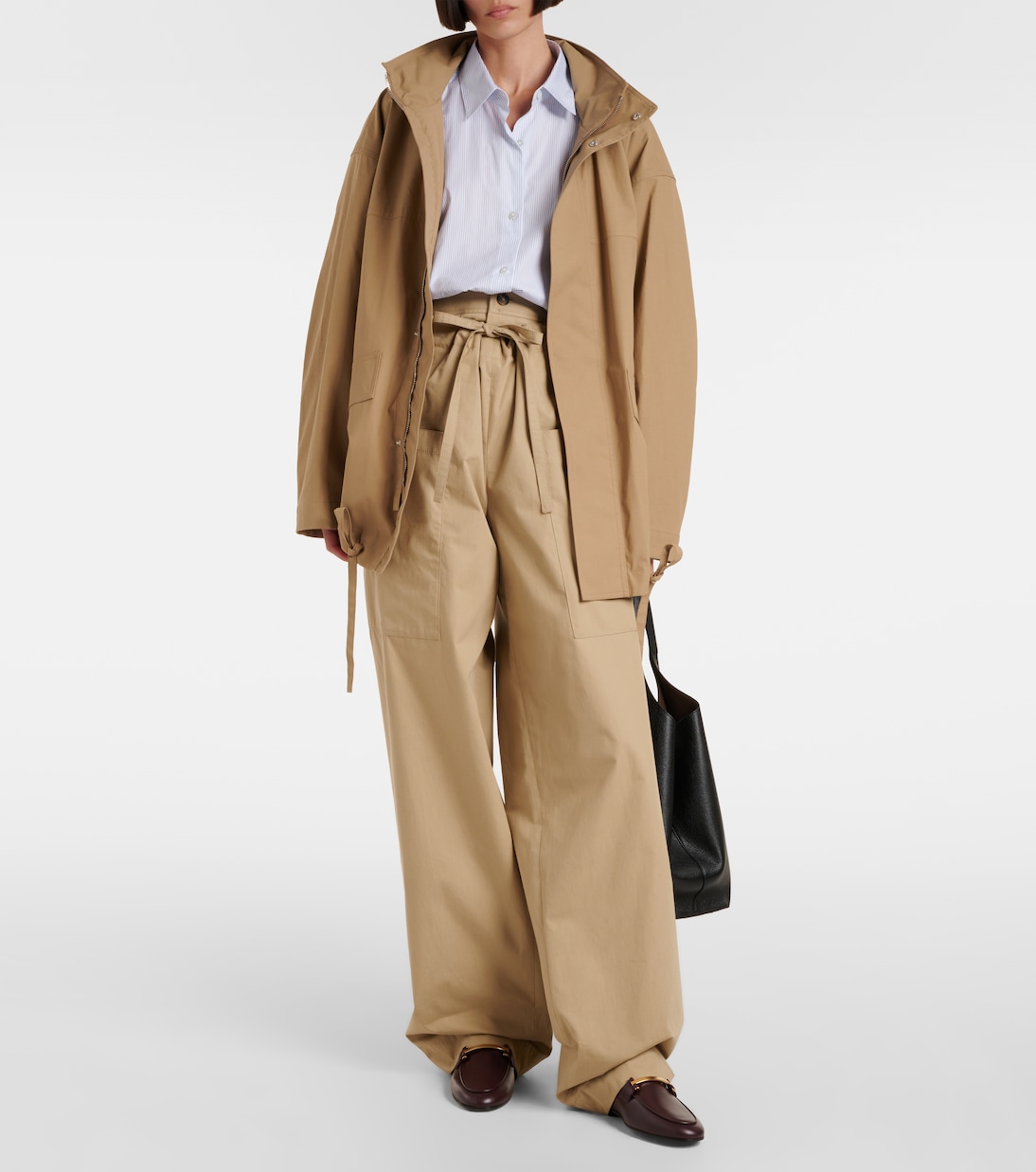 Широкие брюки из хлопкового поплина Tod's, Cammello Scuro — фото 2