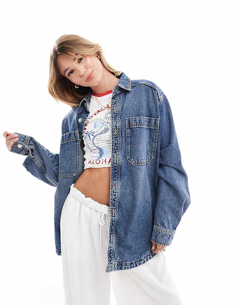 

Cotton:On Свободная джинсовая куртка Cotton On темно-синего цвета