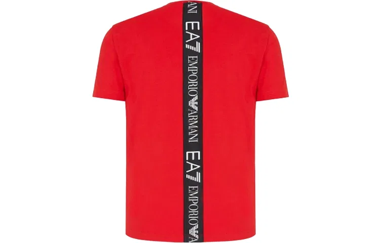 Футболка с круглым вырезом EA7 Emporio Armani красная — фото 2