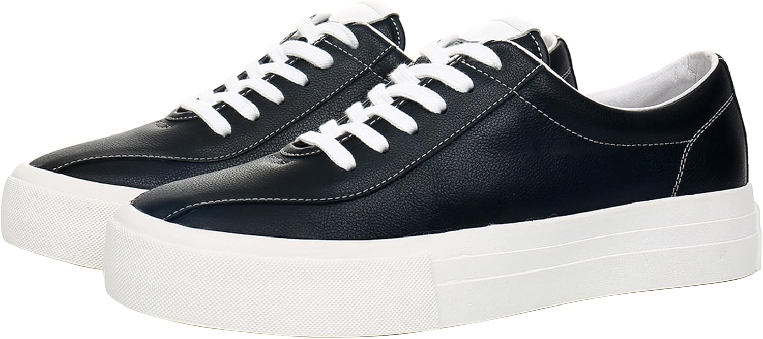 

Мужские повседневные модные кроссовки Santimon - натуральная кожа, дышащие, удобные спортивные дерби для мужчин, черный