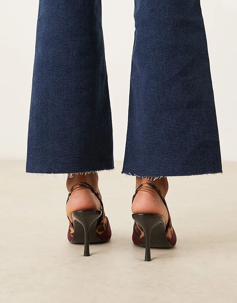 Туфли Sabrina с открытой пяткой и каблуком-шпилькой от ASOS DESIGN бордового и леопардового цветов — фото 4