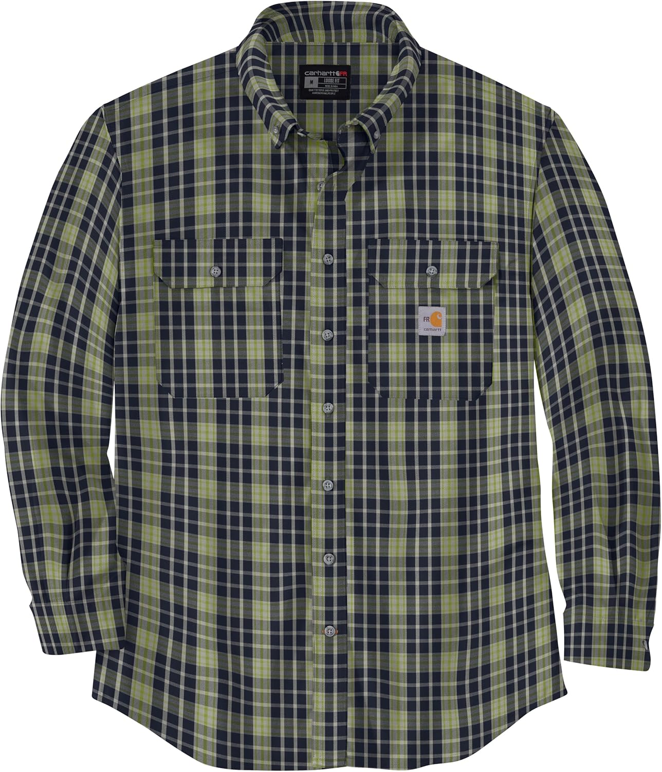 

Мужская рубашка Carhartt 104507 Flame-Resistant Force Rugged Flex Loose, Navy/Sour Apple