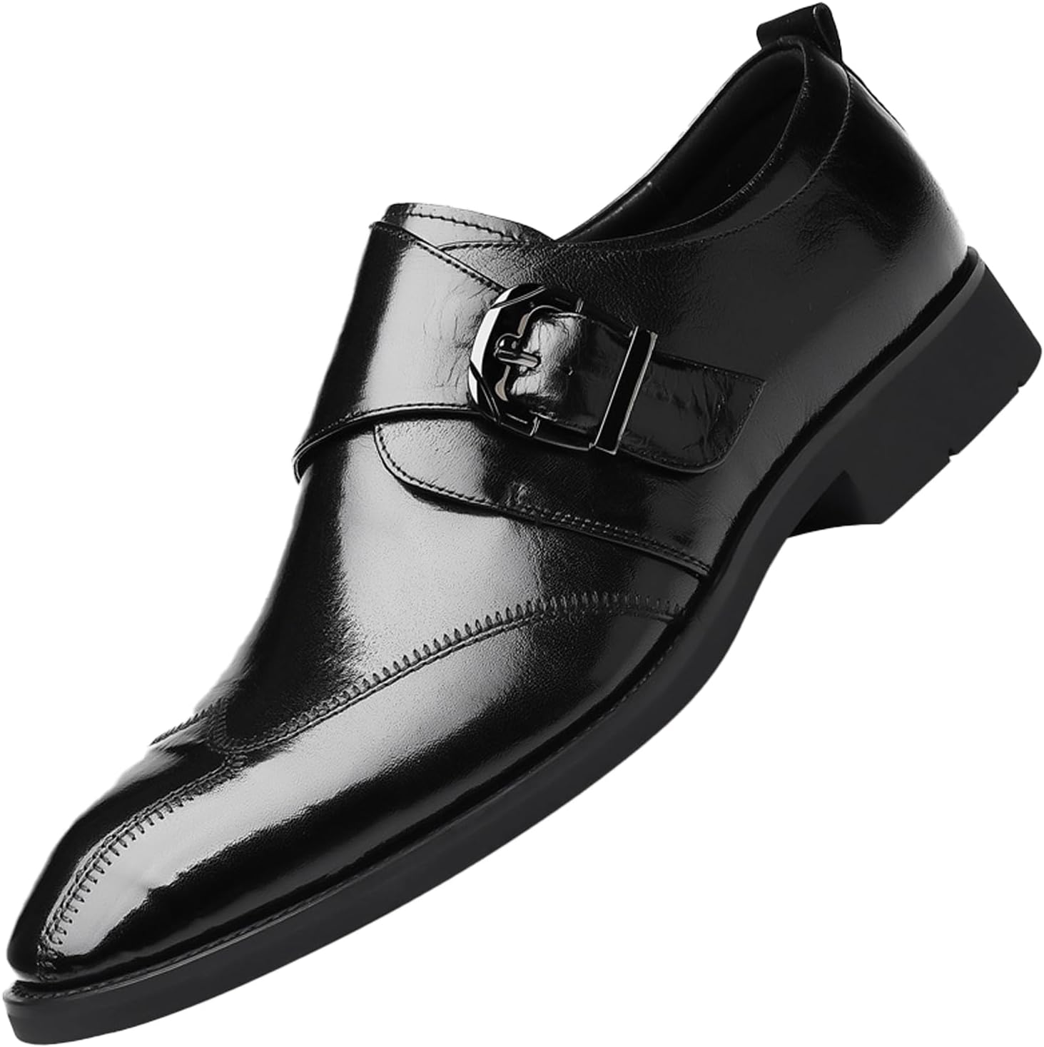 

Мужские кожаные оксфорды с монк-ремнем, классические туфли дерби с носком-кэп, модные деловые формальные туфли, дышащие свадебные туфли Dirrabra, черный