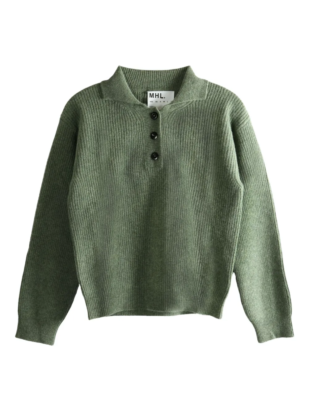 

Рифленый свитер с воротником поло Mhl By Margaret Howell, зеленый