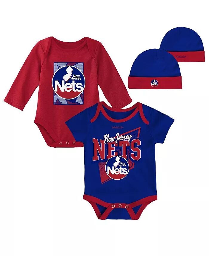 

Комплект из боди и шапки с манжетами New Jersey Nets Hardwood Classics для мальчиков и девочек синего и красного цвета Mitchell & Ness