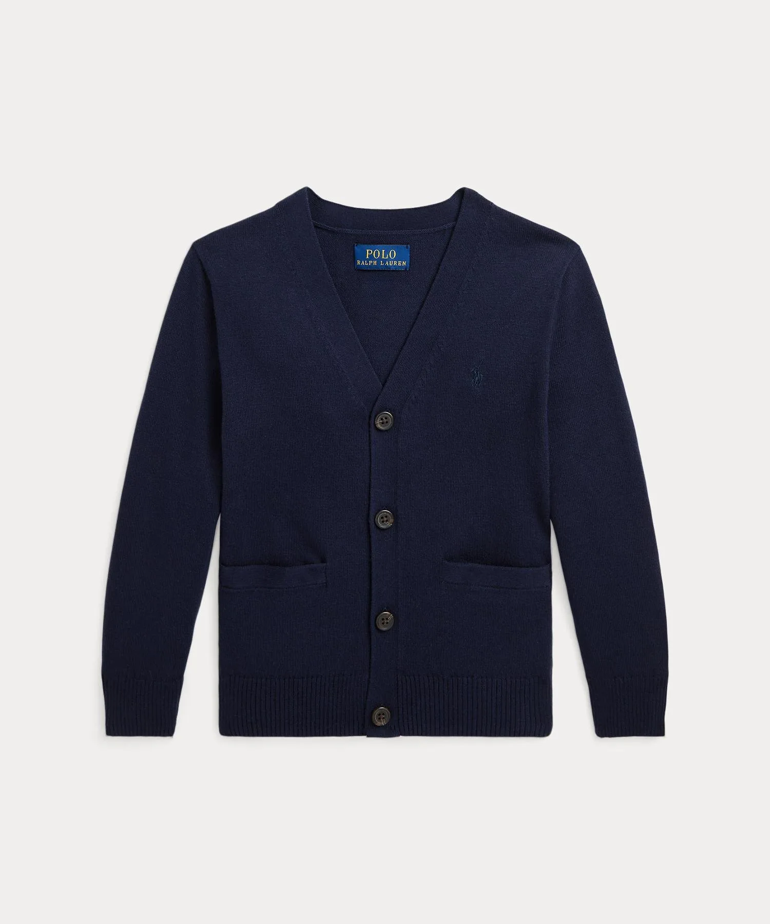 (Для мальчиков 2-7 лет) Хлопковый кардиган с V-образным вырезом Polo Ralph Lauren, 410 Navy