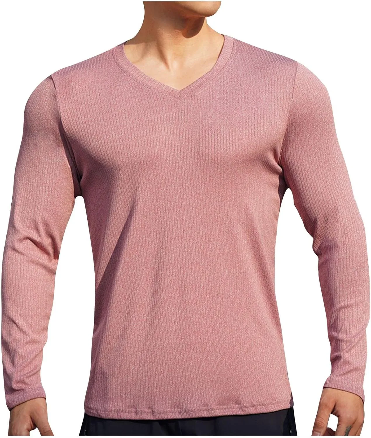 

Мужская однотонная футболка с V-образным вырезом, легкая и быстросохнущая