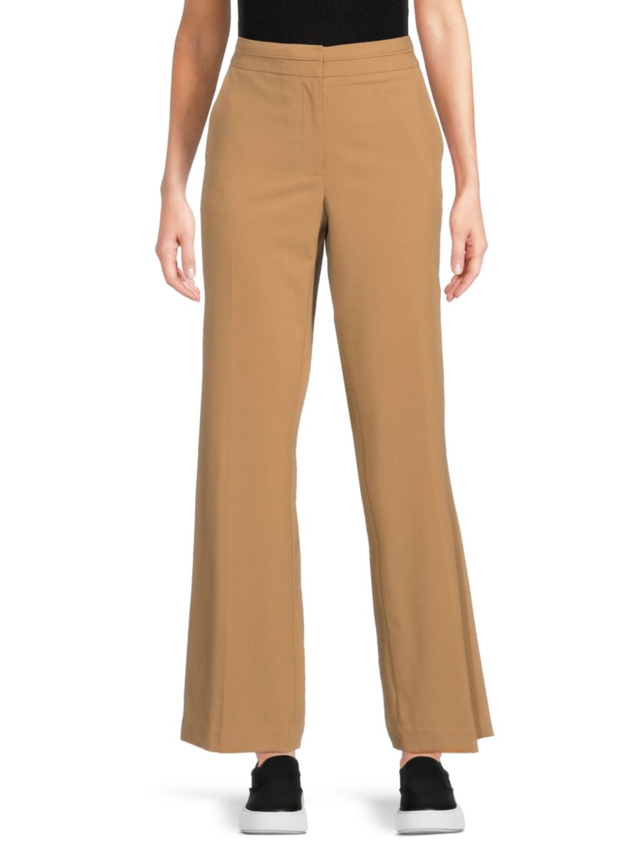 

Однотонные расклешенные брюки DKNY, желто-коричневый