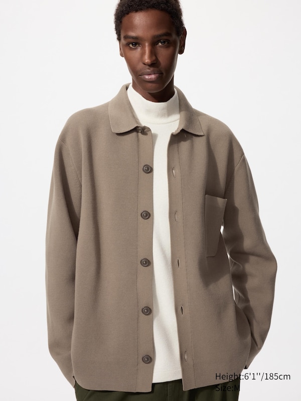 

Кардиган Milano Rib с воротником рубашки Uniqlo, 32 beige