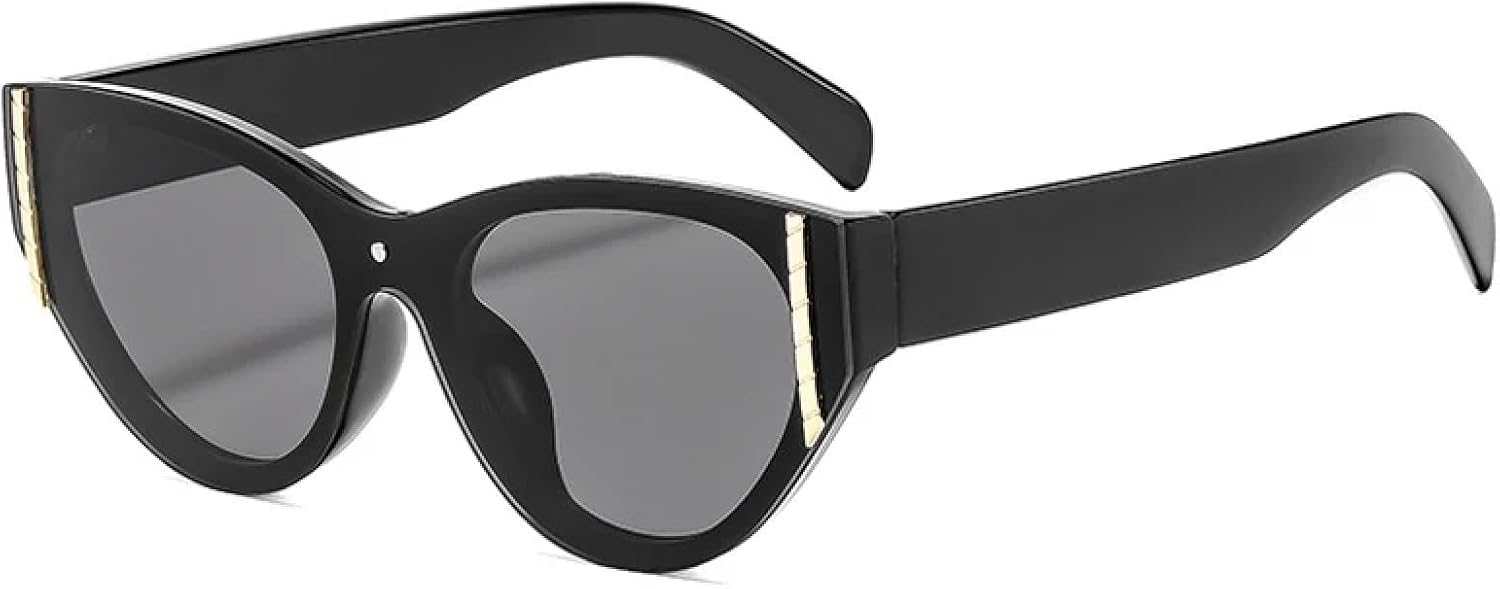 

Классические роскошные солнцезащитные очки «кошачий глаз» в крупной оправе для женщин и мужчин, модные, для активного отдыха, уличной фотографии, путешествий, с защитой от УФ-излучения UV400 TKKTLLT, Black Gray