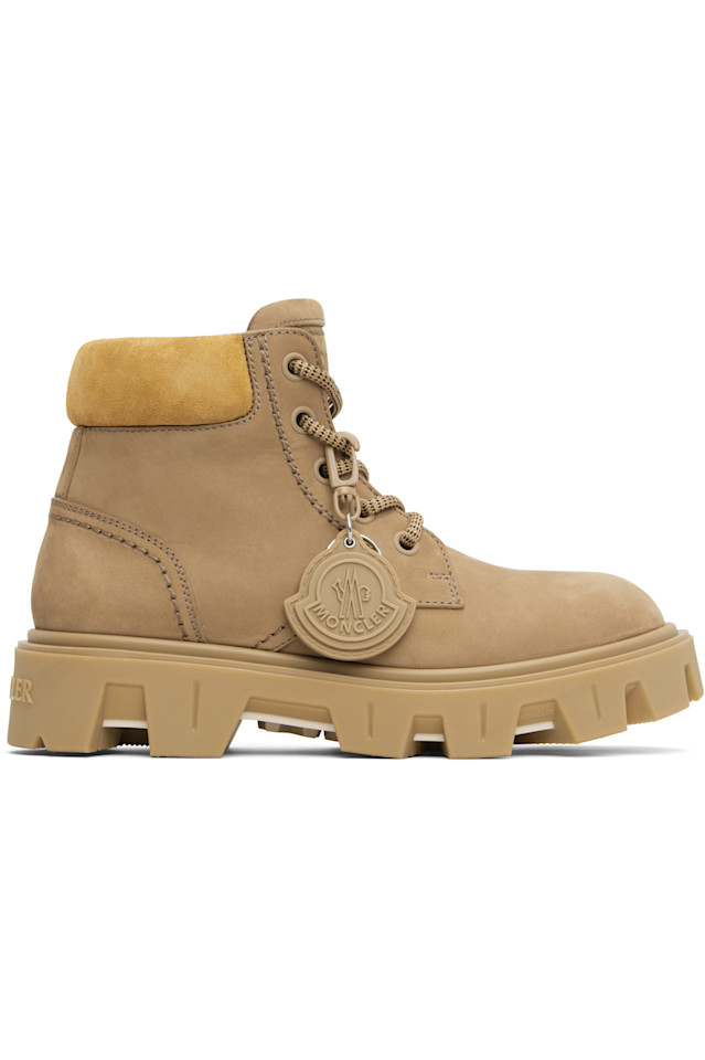 

Moncler Ботинки на шнуровке из нубука и замши цвета хаки Peak City