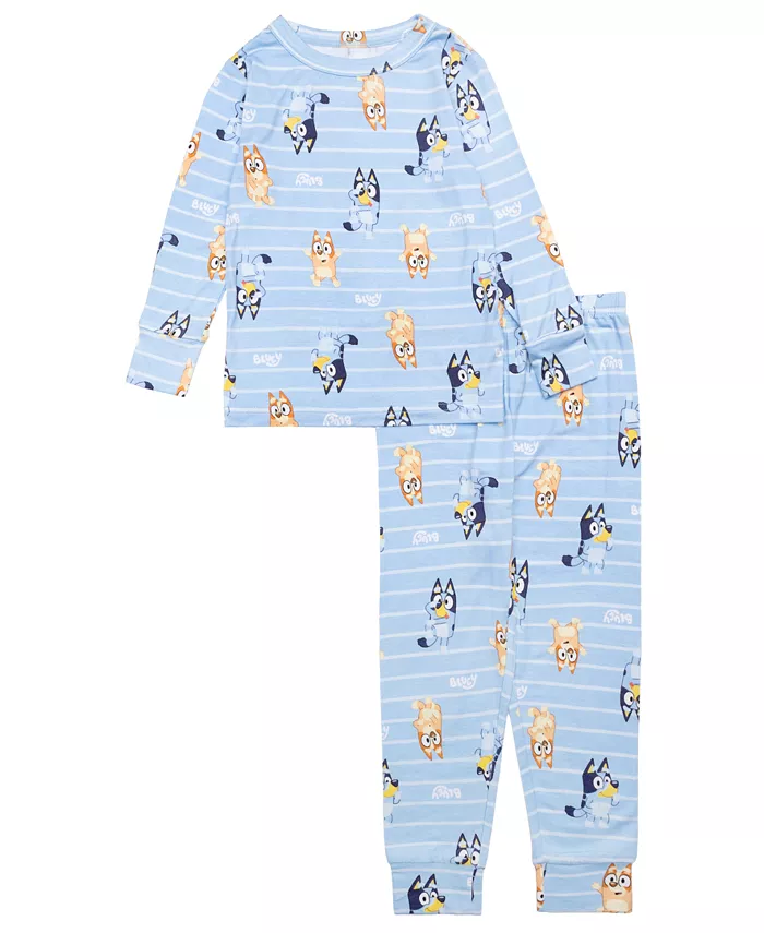 

Детский пижамный комплект для девочек 2T-4T с длинным рукавом: топ и штаны Bluey, синий