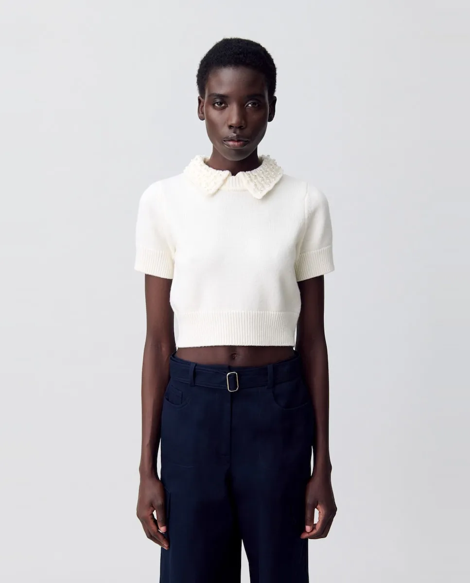 

Женский короткий вязаный топ Claudie Pierlot, белый