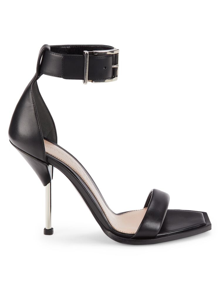 

Кожаные сандалии с ремешком на щиколотке Alexander Mcqueen, цвет Black Silver
