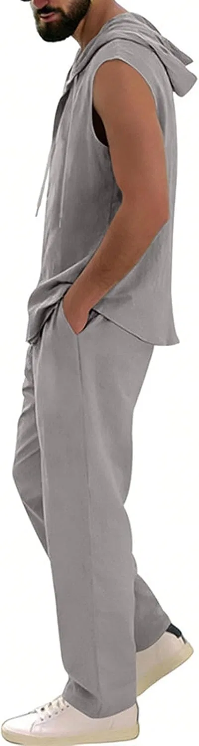 Спортивный костюм мужской безрукавка и штаны, Dark Gray — фото 4