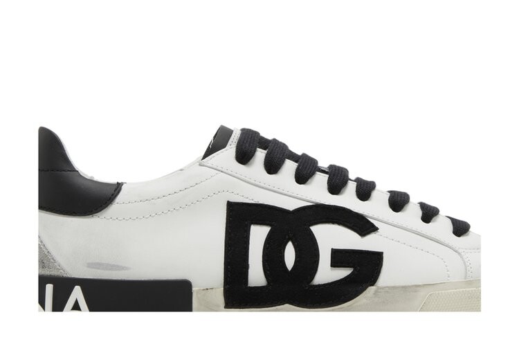 Кроссовки Dolce & Gabbana Portofino Vintage 'DG Logo Print - White Black', белый — фото 2