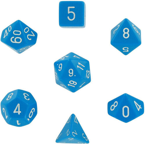 

Игровые кубики Opaque Polyhedral Dice 7 Set: Light Blue/White Chessex