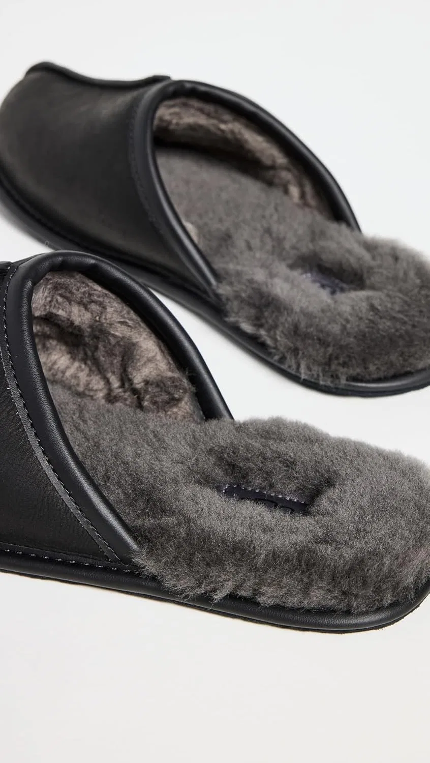 Тапочки мужские UGG, черная кожа — фото 3