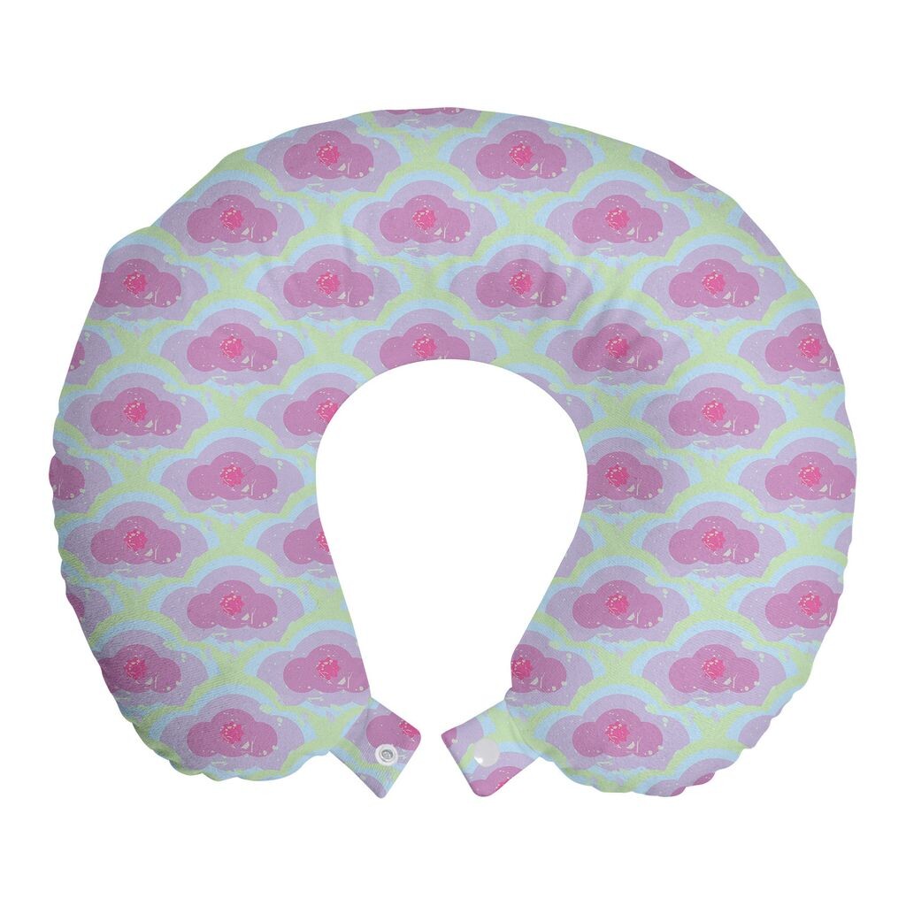 

ABAKUHAUS Абстрактная дорожная подушка для шеи, Цветные облака в стиле гранж, Пенопластовые дорожные принадлежности для самолета и автомобиля, 30x30 см, Розово-зеленый