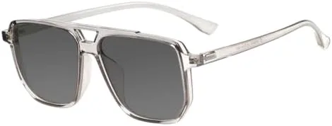 

Солнцезащитные очки большого размера для мужчин и женщин, модель 2027 года, с двойной перемычкой, прозрачные, легкие, подходят для вождения MTZJH, Transparent Gray