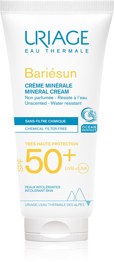 

Bariésun mineral cream spf 50+ минеральный защитный крем для лица и тела spf 50+ Uriage, atsparus vandeniui 100 мл