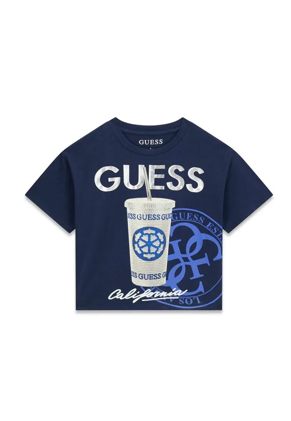 Детская футболка миди с принтом Guess, Dunkelblau