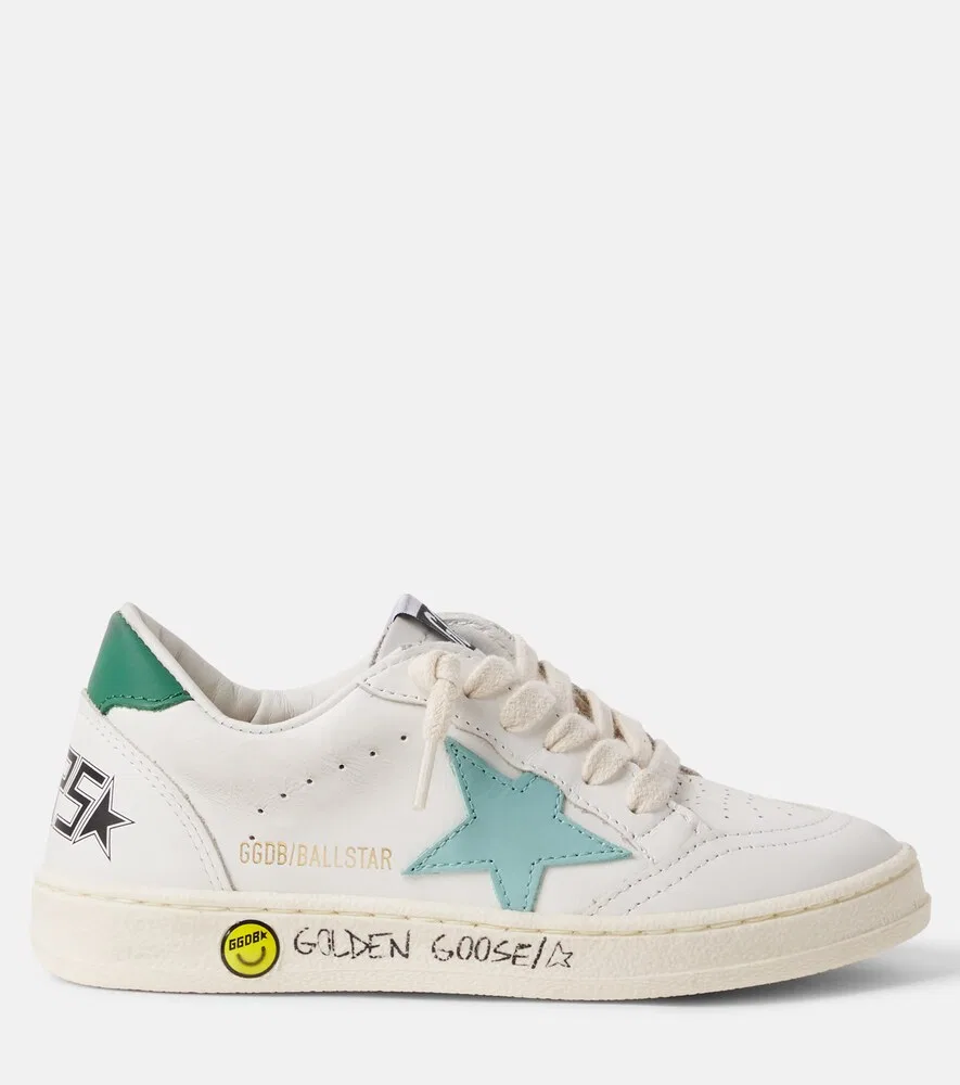 Кожаные кроссовки Ball Star Golden Goose Kids, белый — фото 3