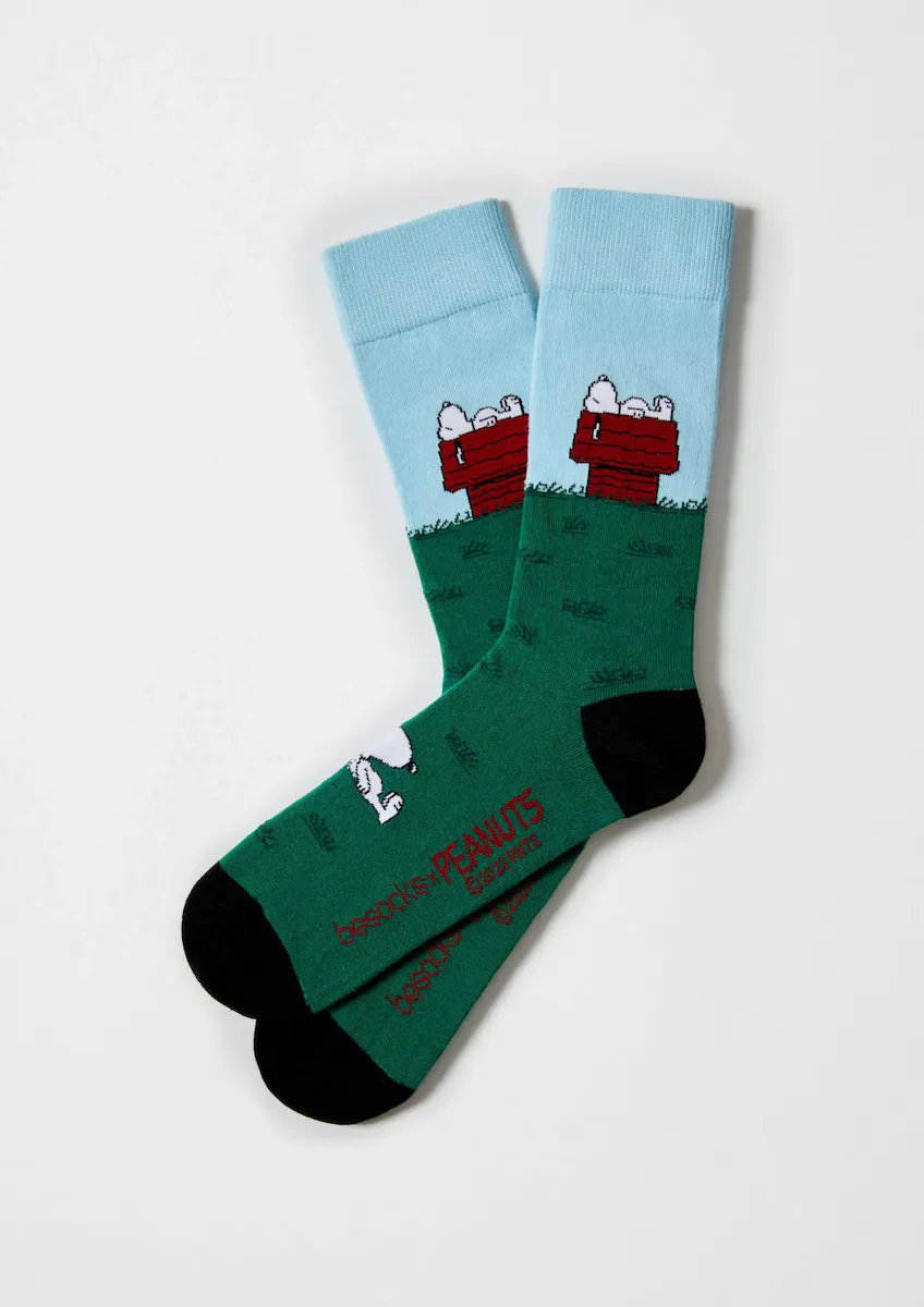 

Высокие носки унисекс Snoopy из органического хлопка небесно-голубого и зеленого цветов Besocks, зеленый